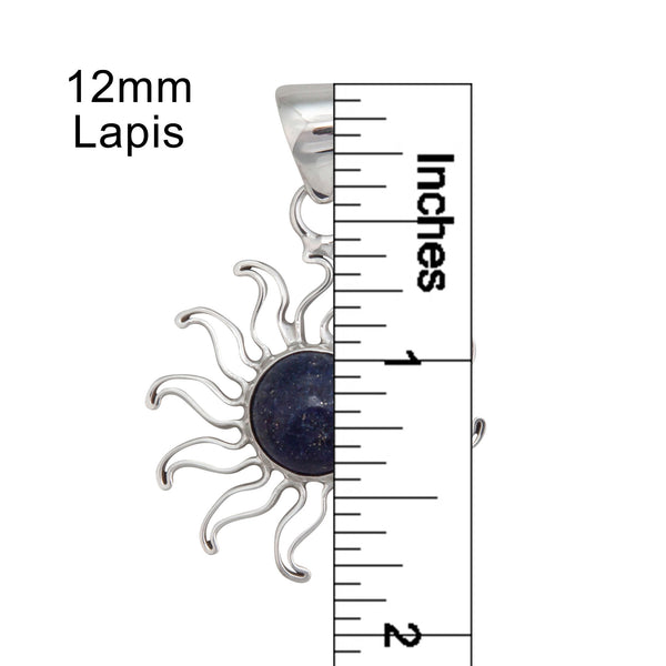 Charles Albert Sterling Silver Lapis Lazuli Sun Pendant Sterling Silver Pendants