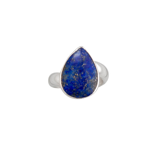 Charles Albert Sterling Silver Lapis Lazuli Teardrop Adjustable Ring Sterling Silver Rings