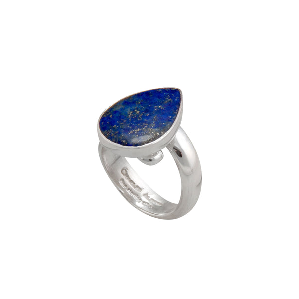 Charles Albert Sterling Silver Lapis Lazuli Teardrop Adjustable Ring Sterling Silver Rings