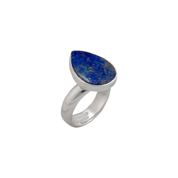 charles albert Sterling Silver Lapis Lazuli Teardrop Adjustable Ring Sterling Silver Rings