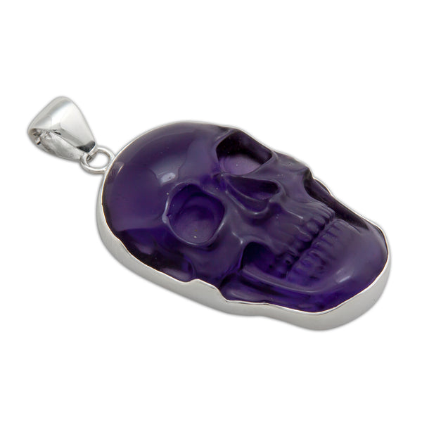 Charles Albert Sterling Silver Large Amethyst Skull Pendant Sterling Silver Pendants