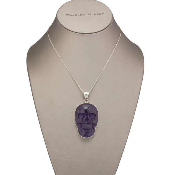 Charles Albert Sterling Silver Large Amethyst Skull Pendant Sterling Silver Pendants