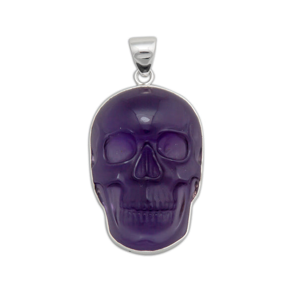 charles albert Sterling Silver Large Amethyst Skull Pendant Sterling Silver Pendants