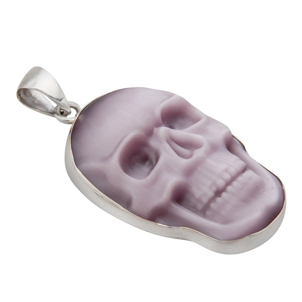 Charles Albert Sterling Silver Large Fiber Optic Skull Pendant Sterling Silver Pendants