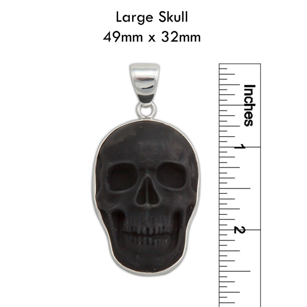 Charles Albert Sterling Silver Large Obsidian Skull Pendant Sterling Silver Pendants