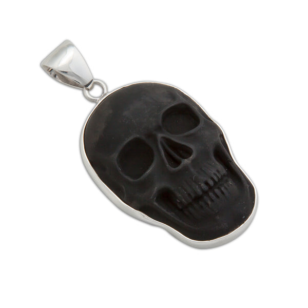 Charles Albert Sterling Silver Large Obsidian Skull Pendant Sterling Silver Pendants