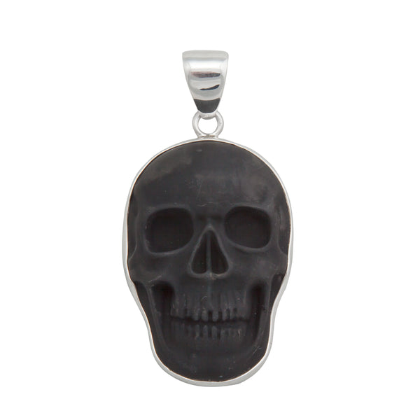 charles albert Sterling Silver Large Obsidian Skull Pendant Sterling Silver Pendants