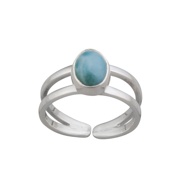 Charles Albert Sterling Silver Larimar Double Band Adjustable Cuff Ring Sterling Silver Rings