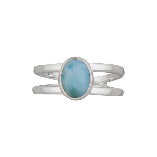 charles albert Sterling Silver Larimar Double Band Adjustable Cuff Ring Sterling Silver Rings