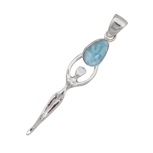 Charles Albert Sterling Silver Larimar Goddess Pendant Sterling Silver Pendants