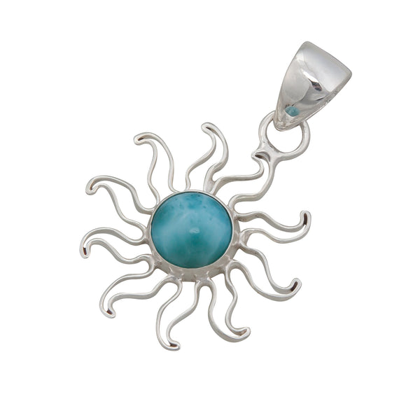 Charles Albert Sterling Silver Larimar Sun Pendant Sterling Silver Pendants