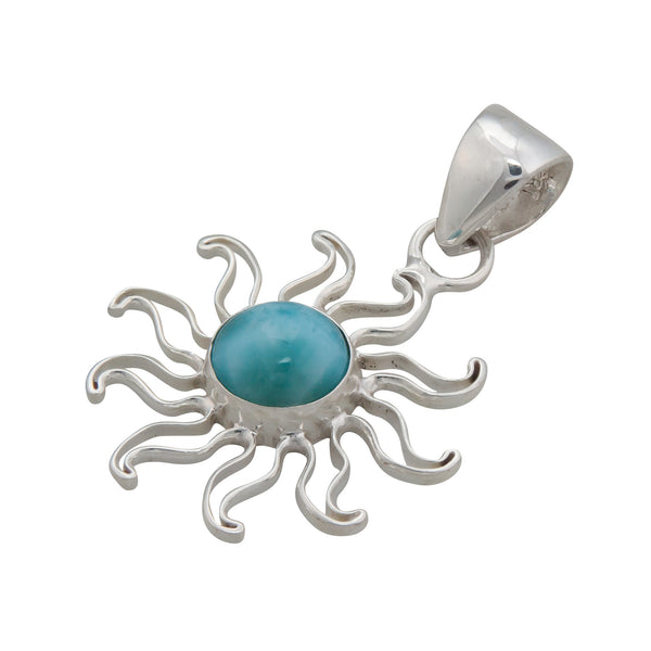 Charles Albert Sterling Silver Larimar Sun Pendant Sterling Silver Pendants