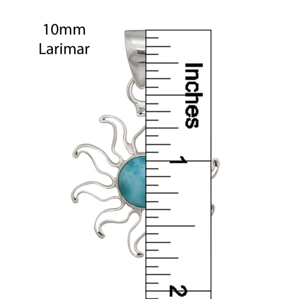 Charles Albert Sterling Silver Larimar Sun Pendant Sterling Silver Pendants