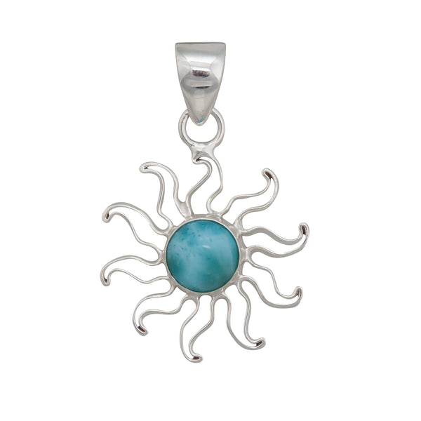 charles albert Sterling Silver Larimar Sun Pendant Sterling Silver Pendants