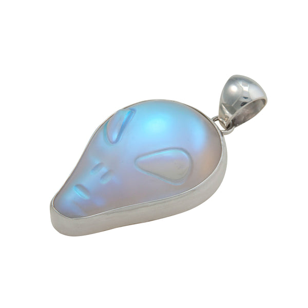 Charles Albert Sterling Silver Luminite Alien Face Pendant Sterling Silver Pendants