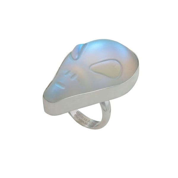 Charles Albert Sterling Silver Luminite Alien Head Statement Adjustable Ring Sterling Silver Rings