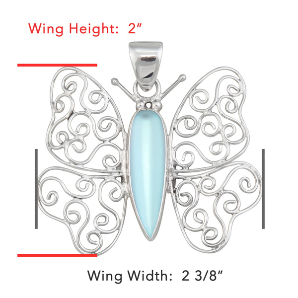 Charles Albert Sterling Silver Luminite Butterfly Pendant Sterling Silver Pendants