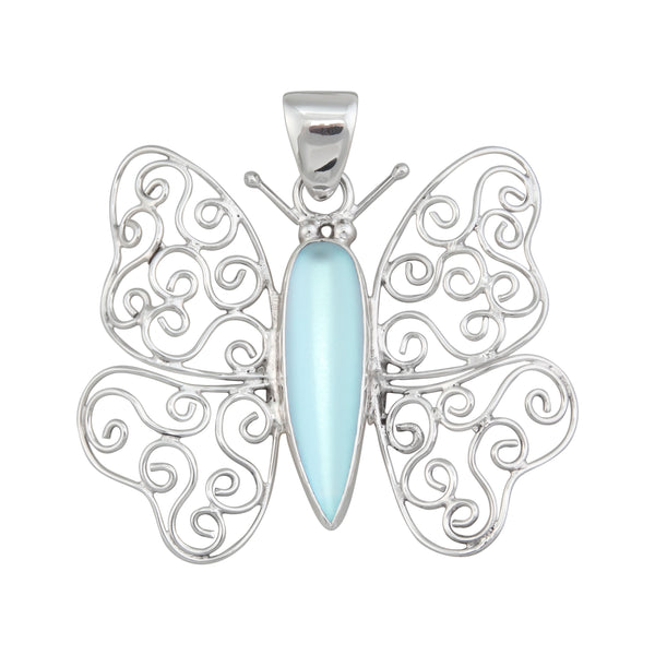 charles albert Sterling Silver Luminite Butterfly Pendant Sterling Silver Pendants