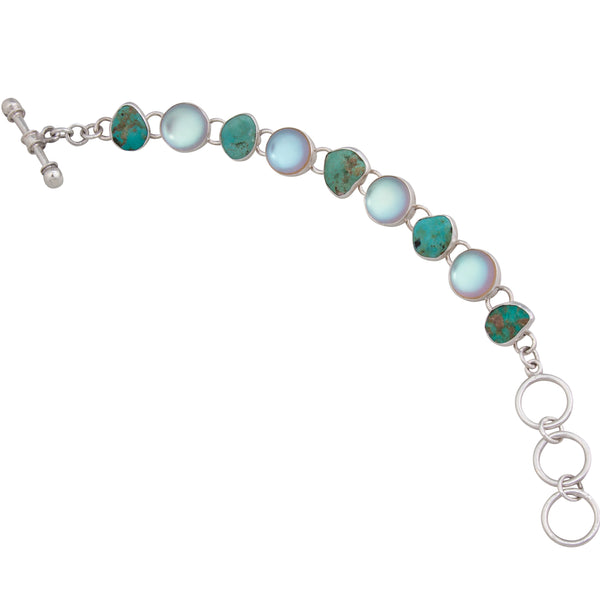 Charles Albert Sterling Silver Luminite & Campo Frio Turquoise Bracelet Sterling Silver Bracelets + Cuffs
