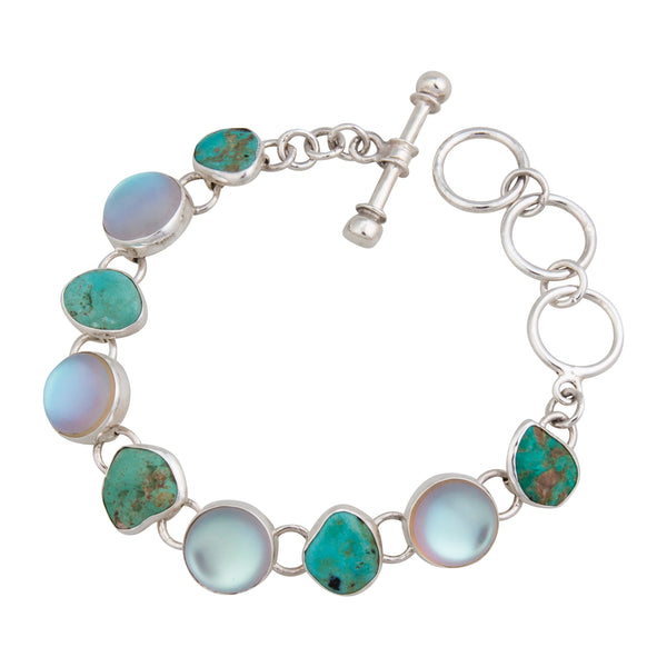 charles albert Sterling Silver Luminite & Campo Frio Turquoise Bracelet Sterling Silver Bracelets + Cuffs