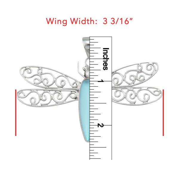 Charles Albert Sterling Silver Luminite Dragonfly Pendant Sterling Silver Pendants