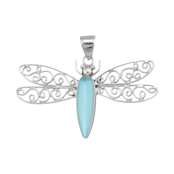 charles albert Sterling Silver Luminite Dragonfly Pendant Sterling Silver Pendants