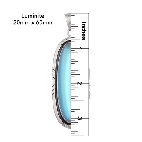 Charles Albert Sterling Silver Luminite Oblong Pendant With Detailed Oxidized Edge Sterling Silver Pendants