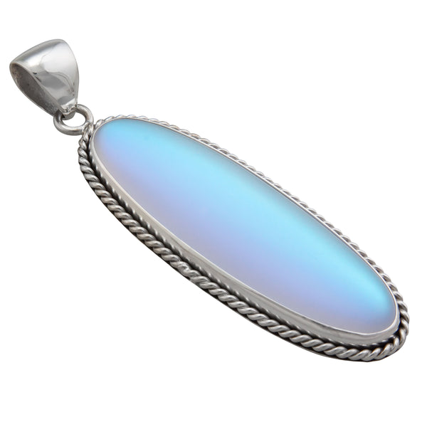Charles Albert Sterling Silver Luminite Oblong Rope Pendant Sterling Silver Pendants