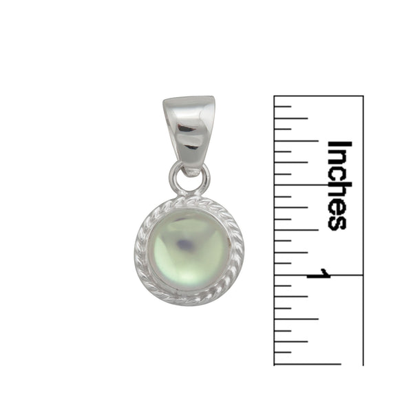 Charles Albert Sterling Silver Luminite Round Pendant With Detailed Edge Sterling Silver Pendants