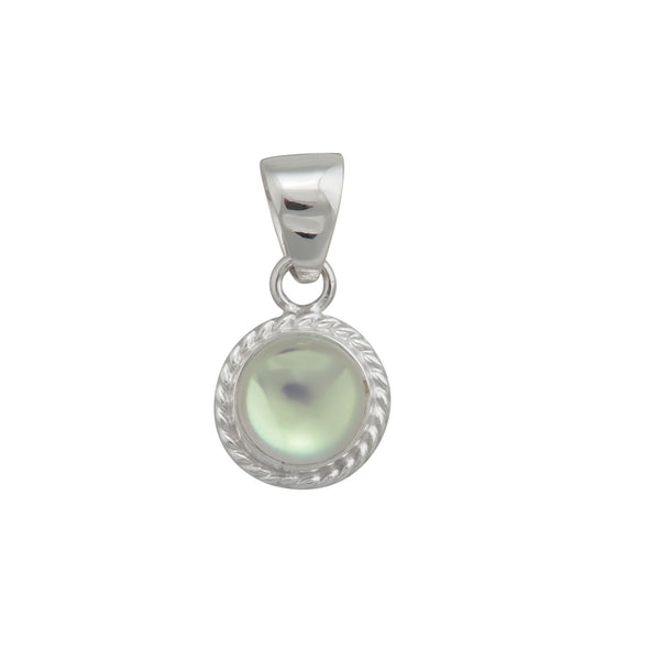 charles albert Sterling Silver Luminite Round Pendant with Detailed Edge Sterling Silver Pendants