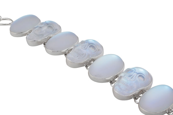 Charles Albert Sterling Silver Luminite Skull Bracelet Sterling Silver Bracelets + Cuffs