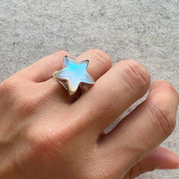 Charles Albert Sterling Silver Luminite Star Adjustable Ring Sterling Silver Rings