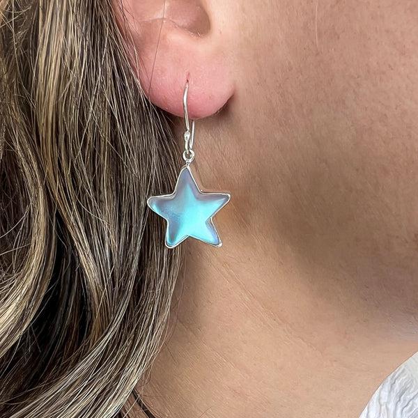 Charles Albert Sterling Silver Luminite Star Drop Earrings Sterling Silver Earrings