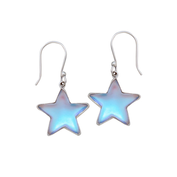 charles albert Sterling Silver Luminite Star Drop Earrings Sterling Silver Earrings