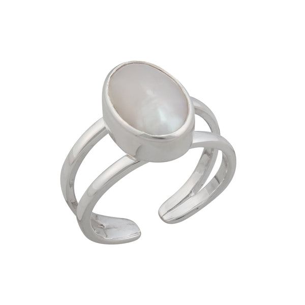 Charles Albert Sterling Silver Mabe Pearl Adjustable Cuff Ring Sterling Silver Rings