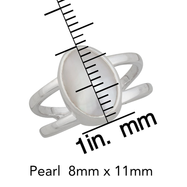 Charles Albert Sterling Silver Mabe Pearl Adjustable Cuff Ring Sterling Silver Rings