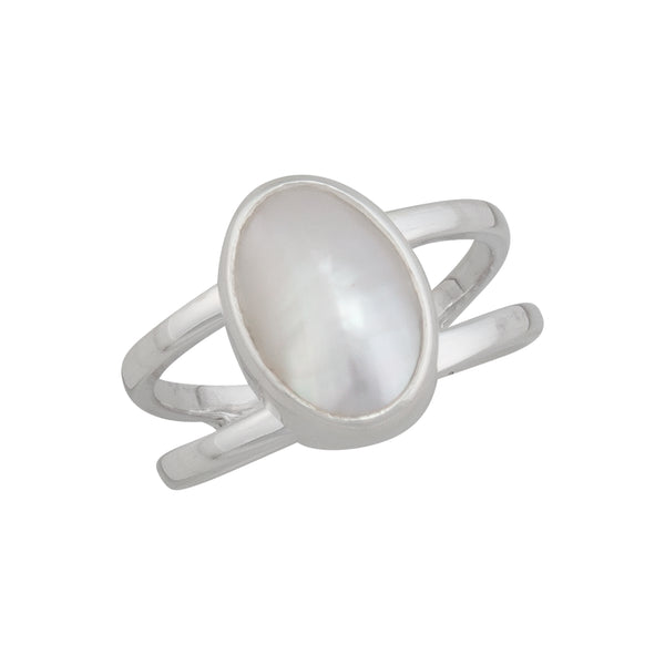 charles albert Sterling Silver Mabe Pearl Adjustable Cuff Ring Sterling Silver Rings