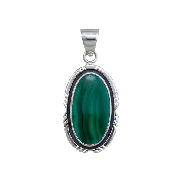 charles albert Sterling Silver Malachite Cut and Oxidized Pendant Sterling Silver Pendants