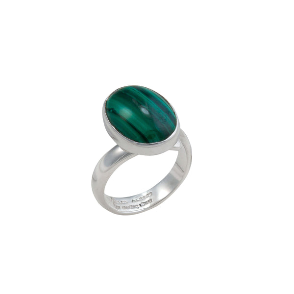 Charles Albert Sterling Silver Malachite Petite Adjustable Ring Sterling Silver Rings