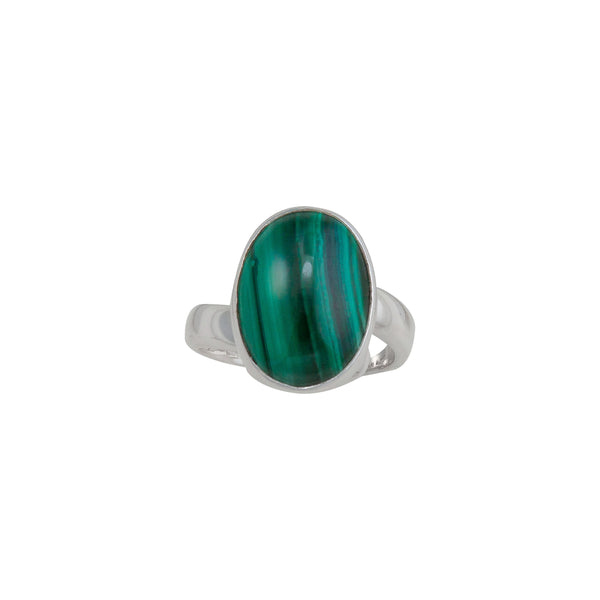 Charles Albert Sterling Silver Malachite Petite Adjustable Ring Sterling Silver Rings