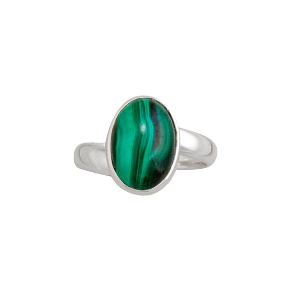Charles Albert Sterling Silver Malachite Petite Adjustable Ring Sterling Silver Rings