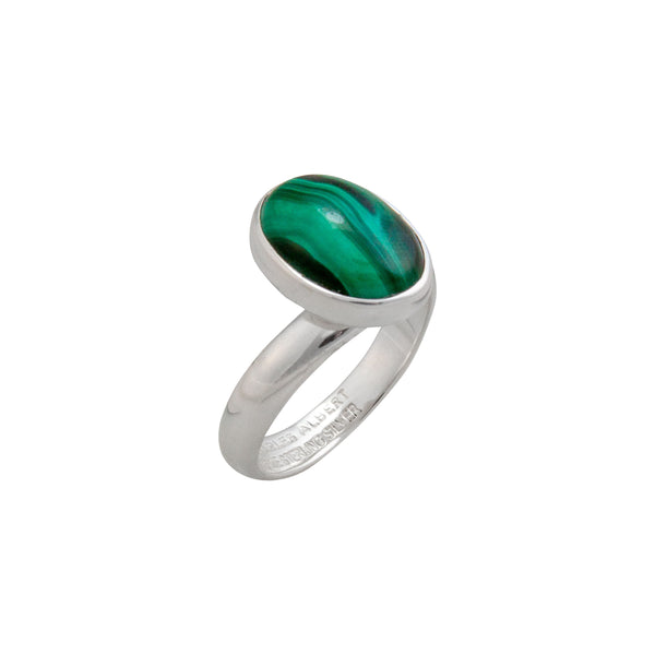 Charles Albert Sterling Silver Malachite Petite Adjustable Ring Sterling Silver Rings