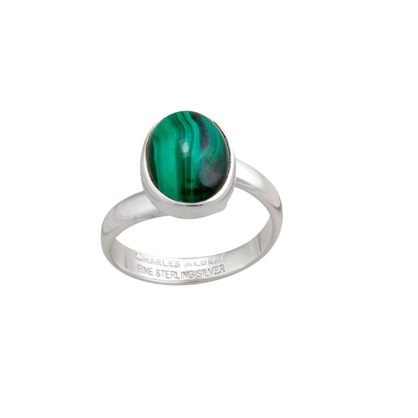 charles albert Sterling Silver Malachite Petite Adjustable Ring Sterling Silver Rings
