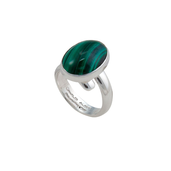 charles albert Sterling Silver Malachite Petite Adjustable Ring Sterling Silver Rings