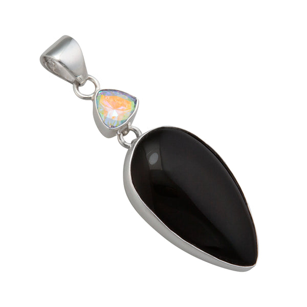 Charles Albert Sterling Silver Mercury Mist And Rainbow Obsidian Pendant Sterling Silver Pendants