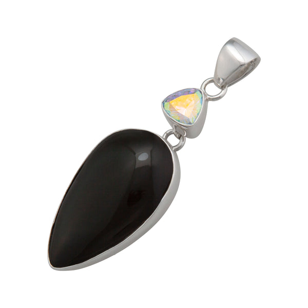 Charles Albert Sterling Silver Mercury Mist And Rainbow Obsidian Pendant Sterling Silver Pendants