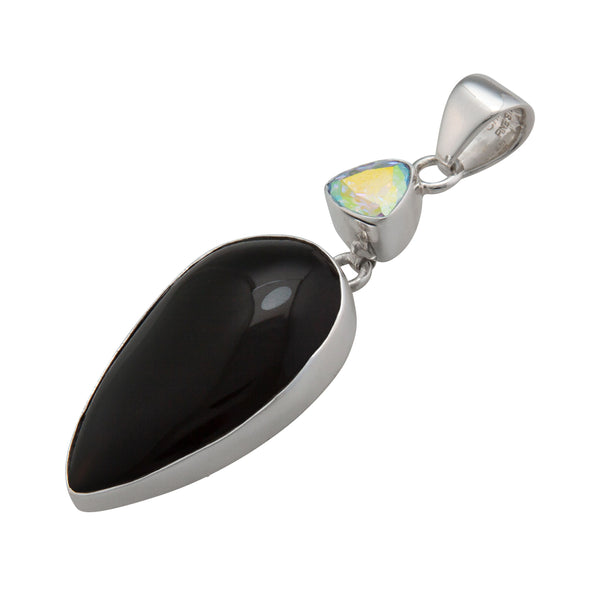 Charles Albert Sterling Silver Mercury Mist And Rainbow Obsidian Pendant Sterling Silver Pendants