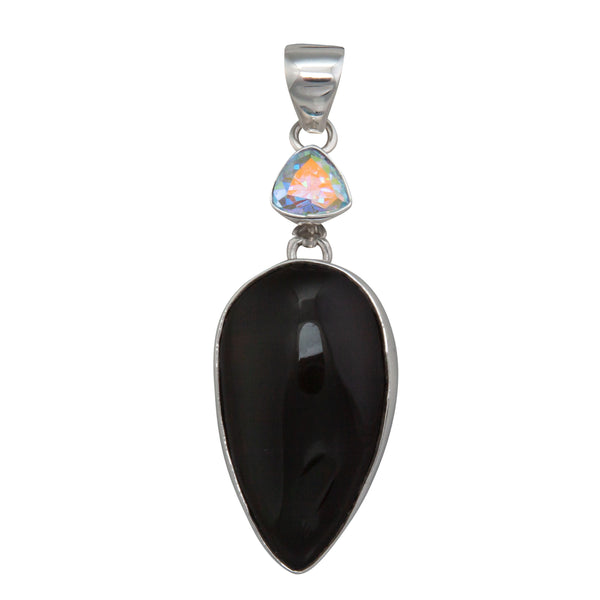 charles albert Sterling Silver Mercury Mist and Rainbow Obsidian Pendant Sterling Silver Pendants
