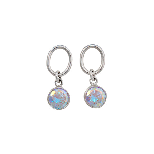 charles albert Sterling Silver Mercury Mist Circle Post Earrings Sterling Silver Earrings