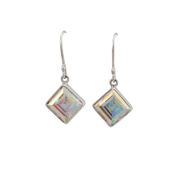 Charles Albert Sterling Silver Mercury Mist Diamond Shape Drop Earrings Sterling Silver Earrings